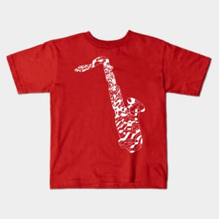 Sax white abstract // Jazz Lover Kids T-Shirt